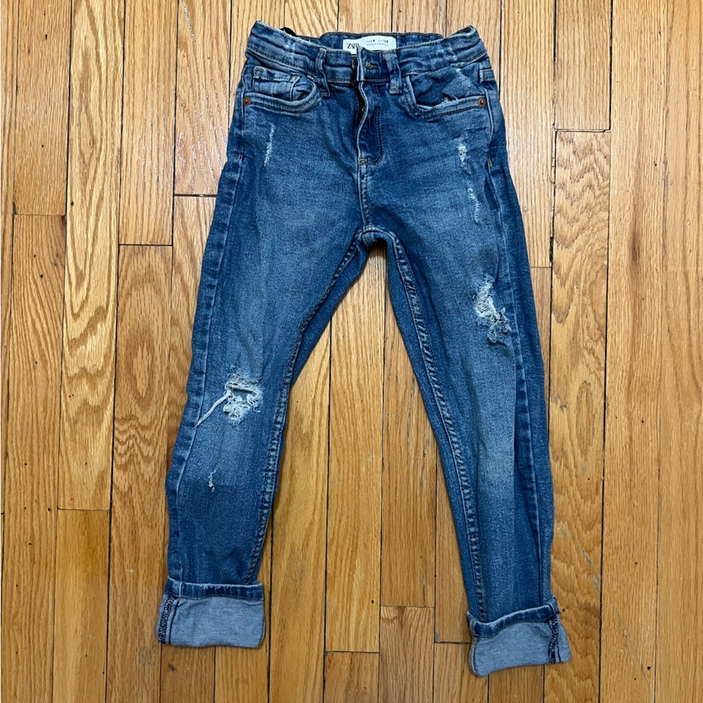 Zara Blue Distressed Girls Skinny Jeans